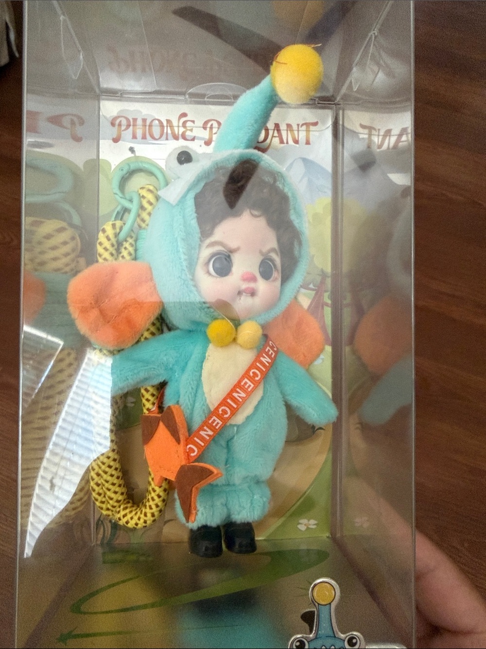 Plush Teal and Orange Fish Costume Phone Pendant Keychain - Cute Plush Accessory